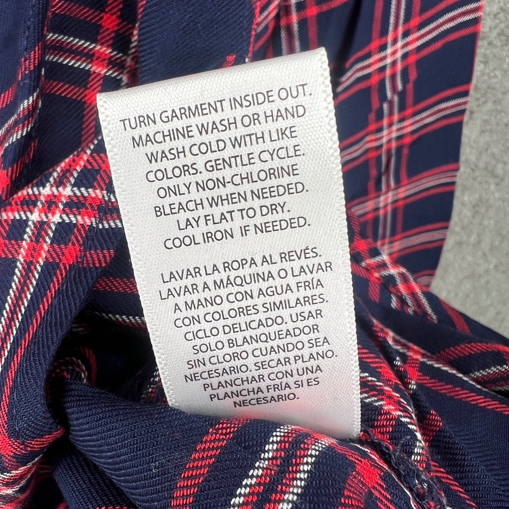 Zac & Rachel Plaid Button Down Shirt Size 2X Navy Red Rayon Lightweight NWT - Picture 10 of 10